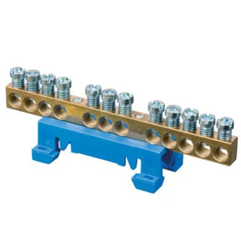 Neutral Din Mount Copper Terminal Bar Block - 12 Way
