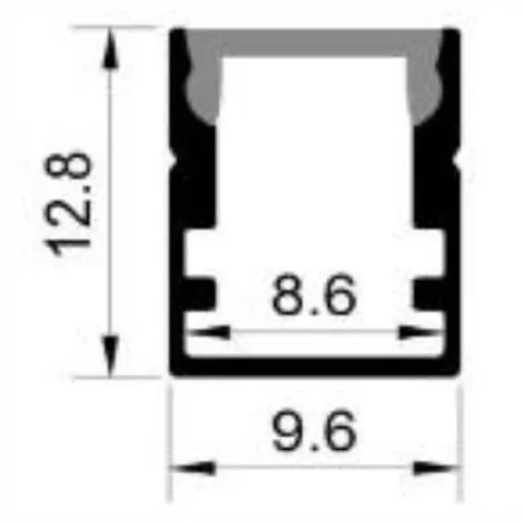 1012B - LED Aluminium Surface Channel - 2m - Clear