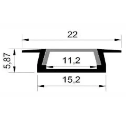 2206 - LED Aluminium Rebate Channel - 2m - Opal