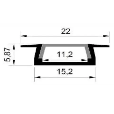 2206 - LED Aluminium Rebate Channel - 2m - Clear