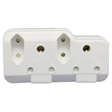 Selectrix - 2 X 3 pin 16A + 2 X flat Pin 5A Horizontal Adaptor - (SC 595)