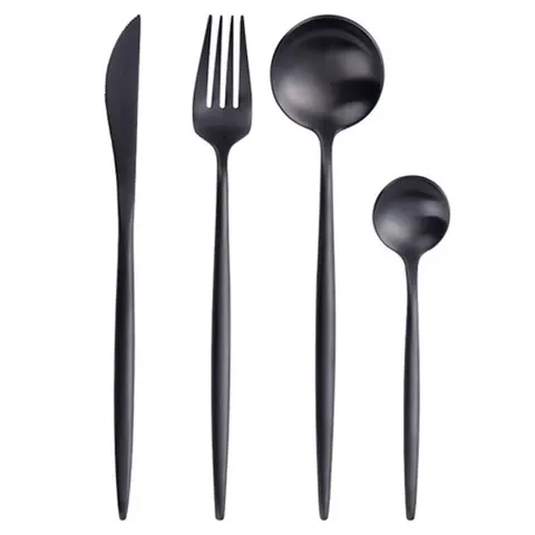 Stainless Steel 16 Piece Cutlery Set - Black