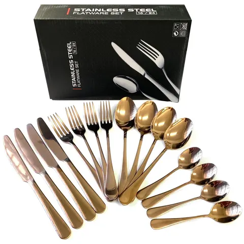 Stainless Steel 16 Piece Cutlery Set - Rose Gold