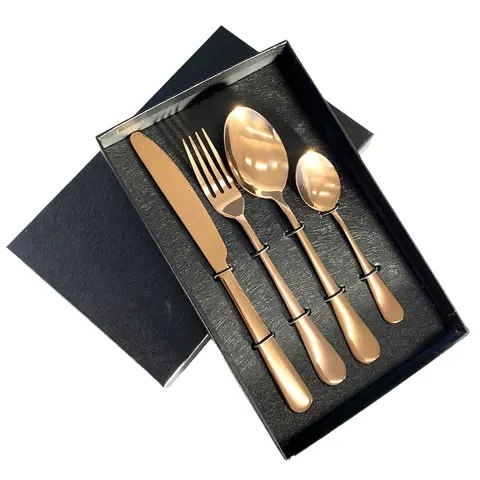 Stainless Steel 4 Piece Cutlery Gift Set - Rose Gold