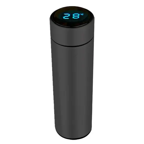 Digital Thermometer Flask - Black 