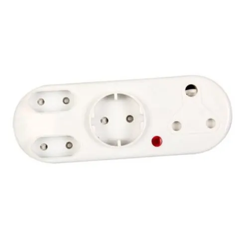 Plug Adaptor - 2 x Euro, 1 x Schuko, 1 x 3 Prong